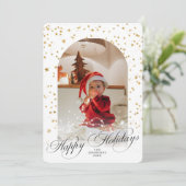 Minimalist Elegant Script Christmas Arch Photo Feestdagenkaart (Staand voorkant)