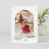 Minimalist Elegant Script Christmas Arch Photo Hol Feestdagenkaart (Staand voorkant)