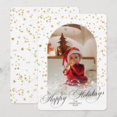 Minimalist Elegant Script Christmas Arch Photo Hol Feestdagenkaart (Voorkant / Achterkant)