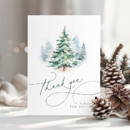 Minimalist Elegant Script Christmas Tree Thank You Bedankkaart