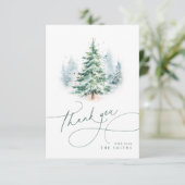 Minimalist Elegant Script Christmas Tree Thank You Bedankkaart (Staand voorkant)