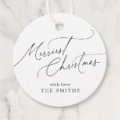 Minimalist Elegant Script Merriest Christmas Bedankjes Labels (Voorkant)