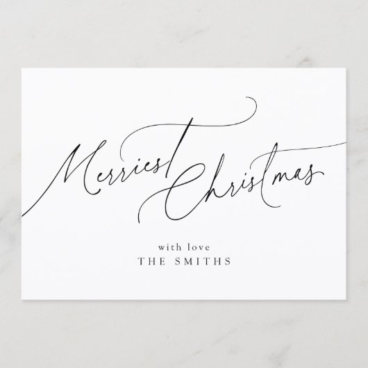 Minimalist Elegant Script Merriest Christmas Feestdagenkaart (Voorkant)