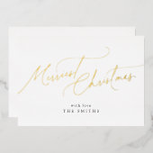 Minimalist Elegant Script Merriest Christmas Folie Feestdagenkaart (Voorkant / Achterkant)