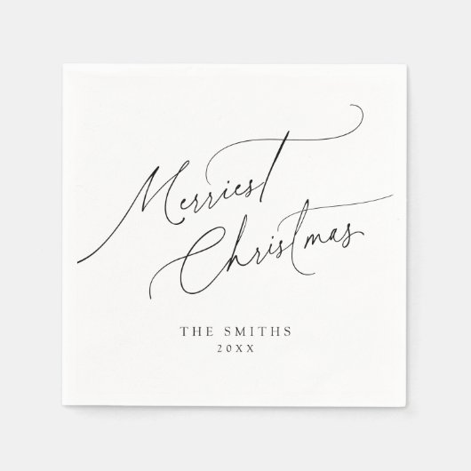 Minimalist Elegant Script Merriest Christmas Servet (Voorkant)