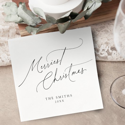 Minimalist Elegant Script Merriest Christmas Servet