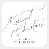 Minimalist Elegant Script Merriest Christmas Vierkante Sticker (Voorkant)