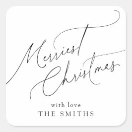 Minimalist Elegant Script Merriest Christmas Vierkante Sticker