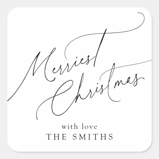 Minimalist Elegant Script Merriest Christmas Vierkante Sticker (Voorkant)
