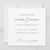 Minimalist Elegant Script Photo Square Wedding Kaart (Achterkant)