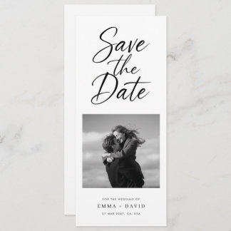 Minimalist Elegant Script Photo Wedding Bookmark Save The Date