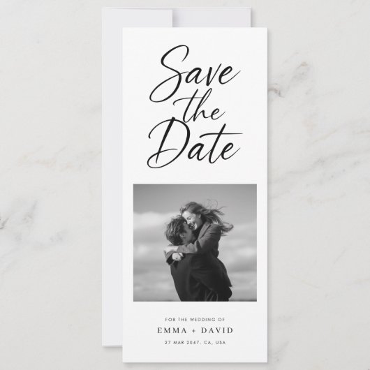 Minimalist Elegant Script Photo Wedding Bookmark Save The Date (Voorkant)