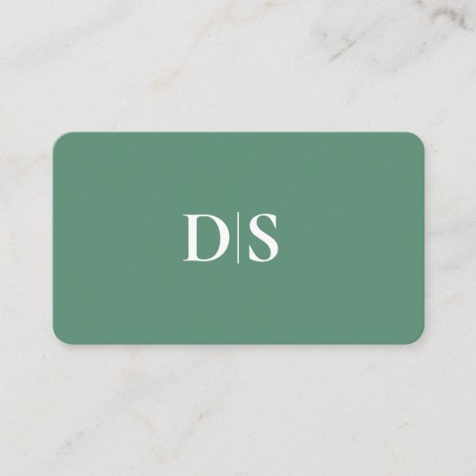 Minimalist Elegant Teal Green Initial Consultant Visitekaartje (Voorkant)