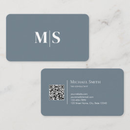 Minimalist Elegant Teal Green Initials QR Code Visitekaartje