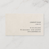 Minimalist Elegant Texture Beige Black Bold Visitekaartje (Achterkant)