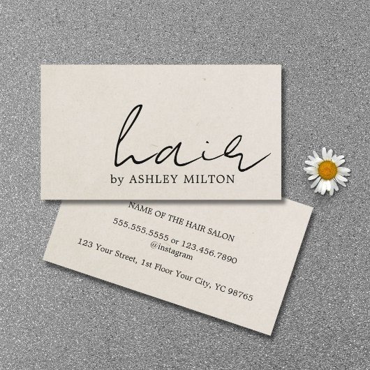 Minimalist Elegant Texture Beige Hairstylist  Visitekaartje