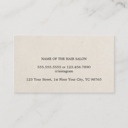 Minimalist Elegant Texture Beige Hairstylist  Visitekaartje (Achterkant)