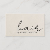 Minimalist Elegant Texture Beige Hairstylist  Visitekaartje (Voorkant)