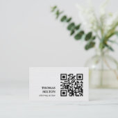 Minimalist Elegant Texture White Black QR Code Visitekaartje (Staand voorkant)
