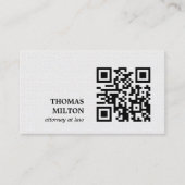 Minimalist Elegant Texture White Black QR Code Visitekaartje (Voorkant)