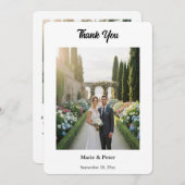 Minimalist Elegant Typography 2 Photos Thank You Bedankkaart (Voorkant / Achterkant)