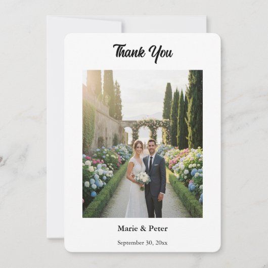 Minimalist Elegant Typography 2 Photos Thank You Bedankkaart (Voorkant)