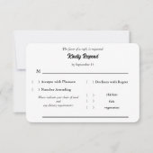 Minimalist Elegant Typography & Meal Choice RSVP (Voorkant)