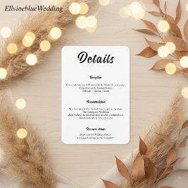 Minimalist Elegant Typography Wedding Details Informatiekaartje