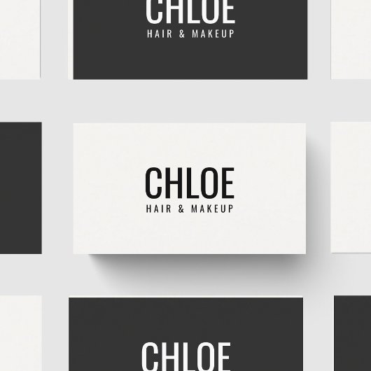 Minimalist Elegant Warm White Black Bold Beauty Visitekaartje