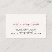 Minimalist Elegant Warm White Red Bold Beauty Visitekaartje (Achterkant)
