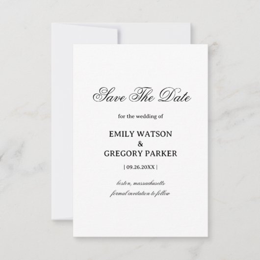 Minimalist Elegant Wedding Design Save The Date (Voorkant)