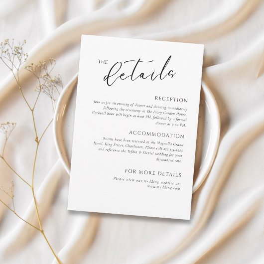 Minimalist Elegant wedding Details Enclosure Card Informatiekaartje