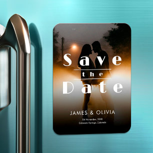 Minimalist elegant wedding foto save the date magneet