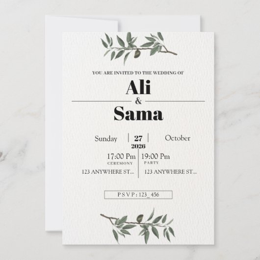 Minimalist Elegant Wedding Invitation | Modern Feestdagenkaart (Voorkant)