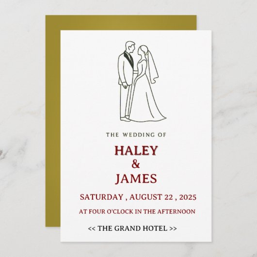 Minimalist Elegant Wedding  Kaart (Voorkant / Achterkant)