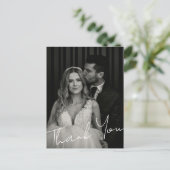 Minimalist Elegant Wedding Photo Custom Thank You Briefkaart (Staand voorkant)