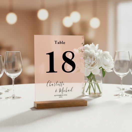Minimalist Elegant Wedding Table Number Acryl Bord