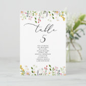 Minimalist elegant Wildflower Seating Chart card Kaart (Staand voorkant)