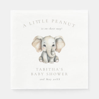 Minimalist Elephant Little Peanut Baby Shower Servet