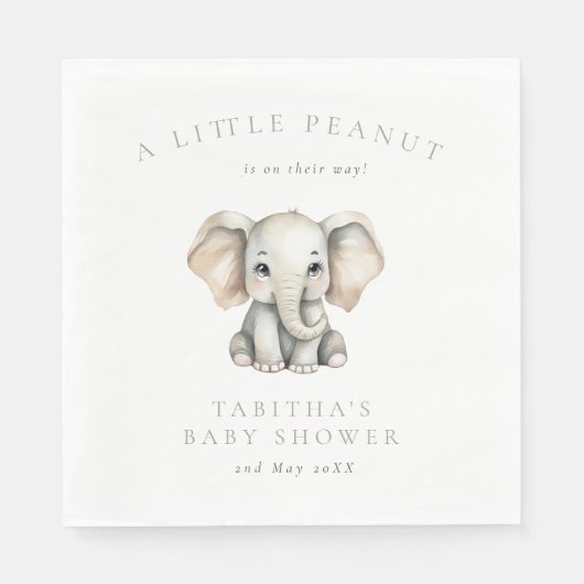 Minimalist Elephant Little Peanut Baby Shower Servet (Voorkant)