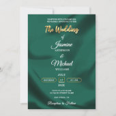 Minimalist Emerald and Gold Foil Script Wedding Kaart (Voorkant)