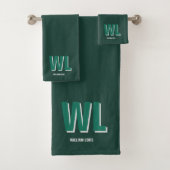 Minimalist Emerald Green Personalized Monogram  Bad Handdoek (Insitu)