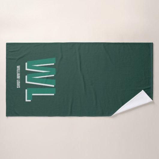 Minimalist Emerald Green Personalized Monogram Badhanddoek (Badhanddoek)