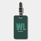 Minimalist Emerald Green Personalized Monogram Bagagelabel (Voorkant verticaal)