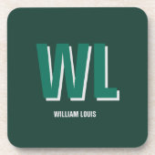 Minimalist Emerald Green Personalized Monogram Bier Onderzetter (Voorkant)