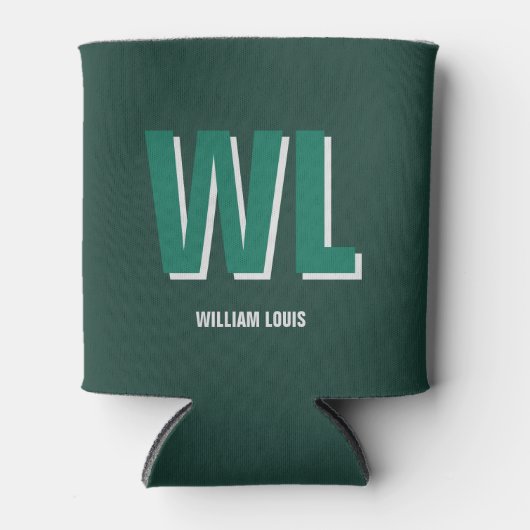 Minimalist Emerald Green Personalized Monogram  Blikjeskoeler (Voorkant)