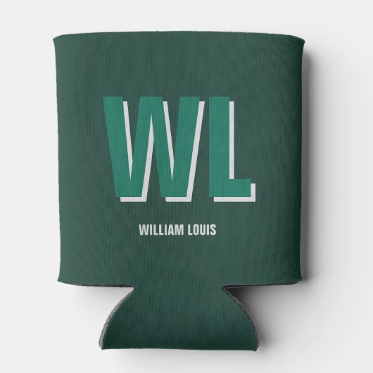 Minimalist Emerald Green Personalized Monogram  Blikjeskoeler (Achterkant)