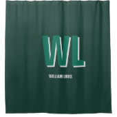 Minimalist Emerald Green Personalized Monogram Douchegordijn (Voorkant)
