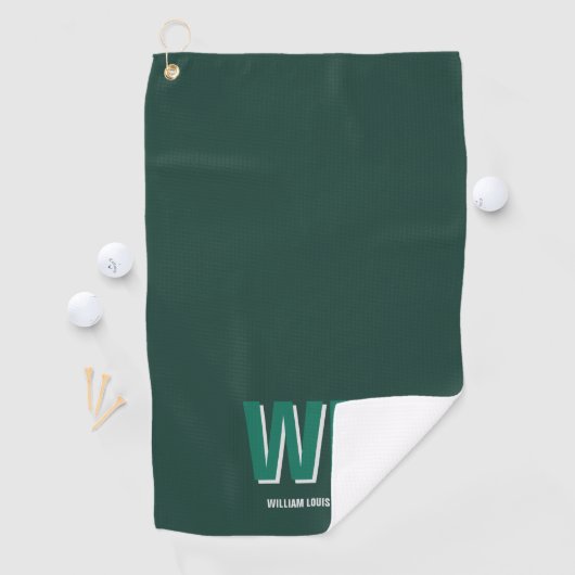 Minimalist Emerald Green Personalized Monogram Golfhanddoek (Insitu)