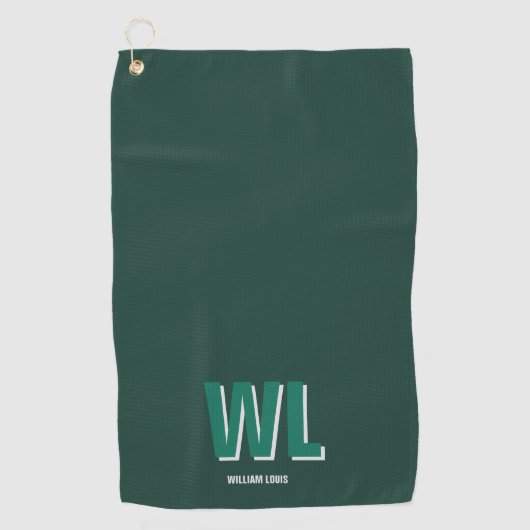 Minimalist Emerald Green Personalized Monogram  Golfhanddoek (Voorkant)